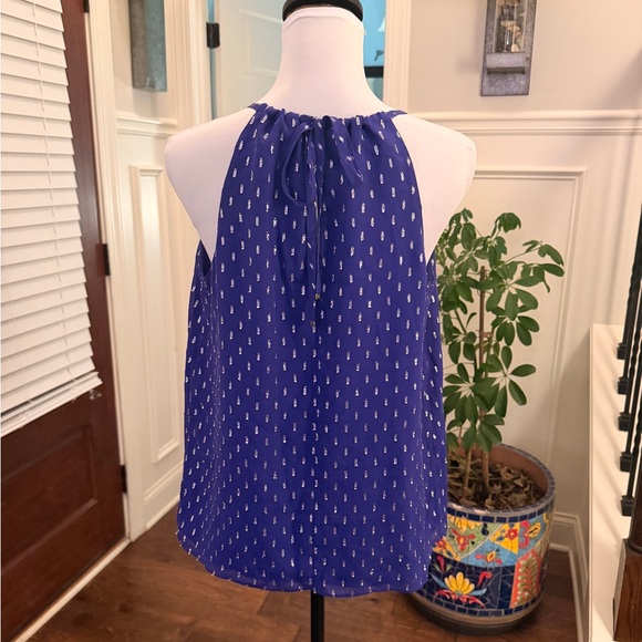 Lilly Pulitzer NWOT Dark Purple Metallic Embellished Halter Top - Picture 3 of 7